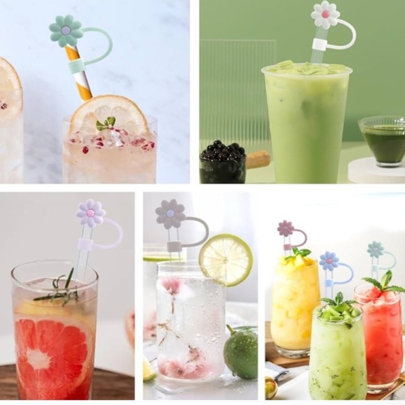 🌼VELACO🌼7 Piece Flower Silicone Straw Toppers/NIB - Picture 5 of 6